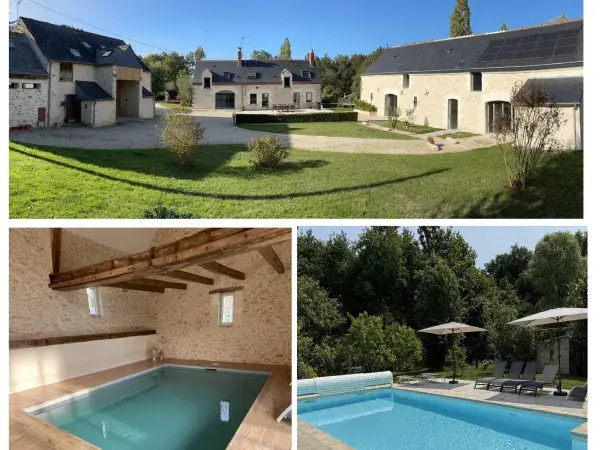 la propriété et les 2 piscines